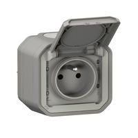 PRISE DE COURANT 2P+T ETANCHE PLEXO 16A 250V IP55 - IK08 livrée complète pour fixation saillie