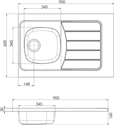 EVIER A POSER REVERSIBLE - ISÉO - Inox lisse 18/10