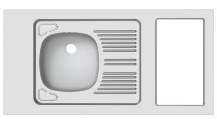 EVIER CUISINETTE PMR EN INOX 18/10 LISSE, 1 B MODERNA FRANCE  [CPBH120A20]