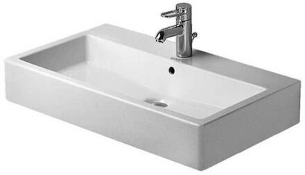 VERO - Lavabo meulé avec trop plein, plage de robinetterie et fixations