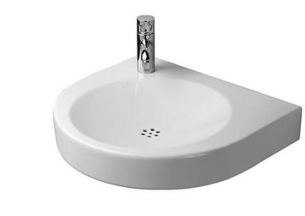 ARCHITEC - Lavabo H70 avec plage de robinetterie, 1 trou de robinetterie prépercé à gauche et 1 trou prépercé à droite pour distributeur de savon - Sans trop-plein