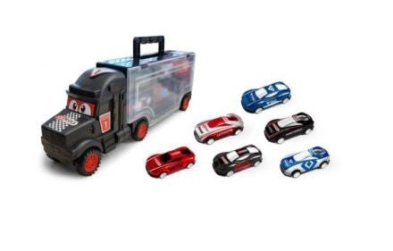 COFFRET POUR ENFANT - Camion avec 6 voitures, 7 pièces