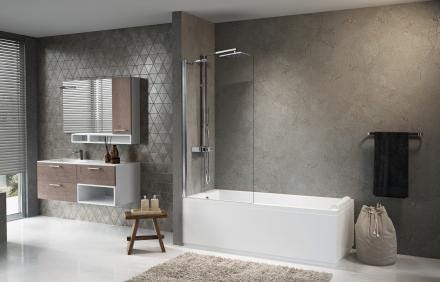 AURORA 5 - Paroi fixe réversible pour baignoire - Ep. du verre : 6 mm