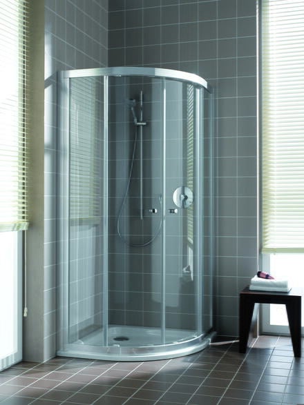 CADA DESIGN - Accès d'angle 1/4 rond 2 portes coulissantes déclipsables - Hauteur : 190 cm - Ep. du verre : 3 mm