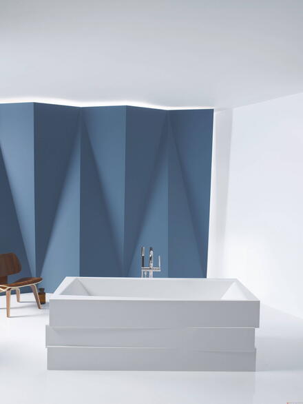 ASKEW - Baignoire rectangulaire en îlot en Solid Surface