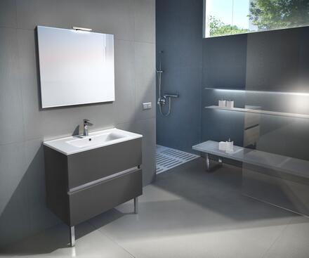EXCLUSIVITES RICHARDSON PAR GBGROUP - Meuble tiroirs sous-vasque et miroir deco avec applique LED - Ensemble