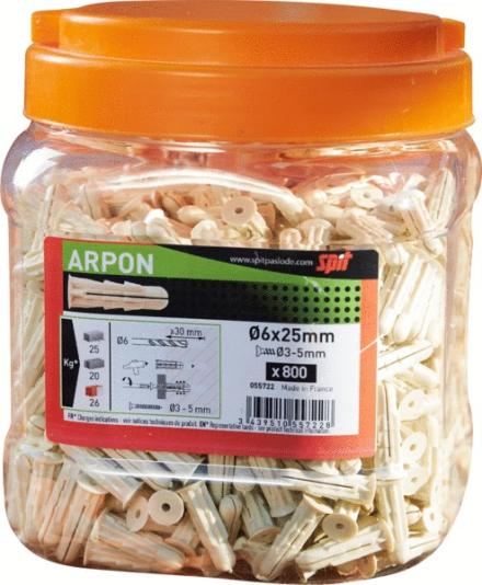 CHEVILLE PLASTIQUE - Arpon - Cheville spéciale matériaux creux, polypropylène