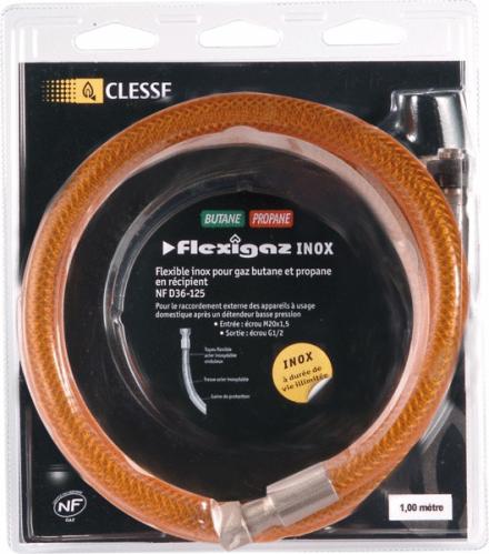 FLEXIBLE GAZ BUTANE ET PROPANE EN RECIPIENT - Flexigaz inox bupro - Tuyau flexible inox à raccords mécaniques