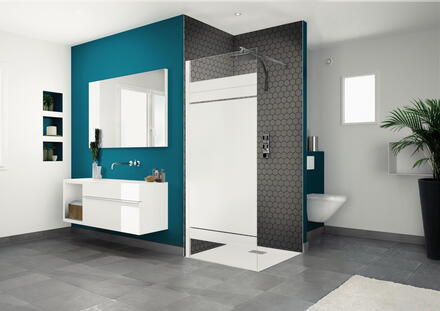 SMART SOLO - Espace de douche ouvert avec paroi fixe - barre de renfort