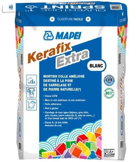 KERAFIX EXTRA - Mortier colle amélioré C2TE destiné à la pose de carrelage en sol et mur intérieurs et sol extérieur