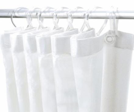RIDEAU DE DOUCHE - Rideau de douche plastique avec 8 anneaux