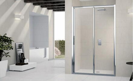 LUNES-2P - Porte à 2 panneaux dont 1 coulissant - Hauteur 190 cm - Ep. du verre : 4 mm