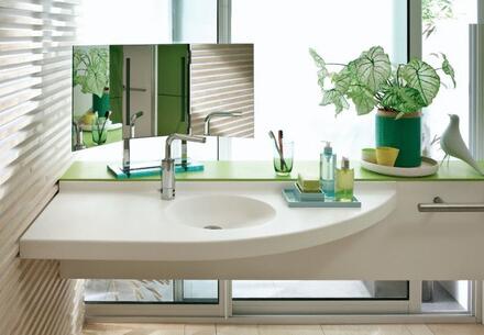 FLORAC D'ANGLE - Plan de toilette moulé d'angle sur-mesure en Varicor®