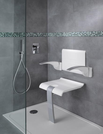 ARSIS EVOLUTION - Siège de douche escamotable avec dossier et accoudoirs