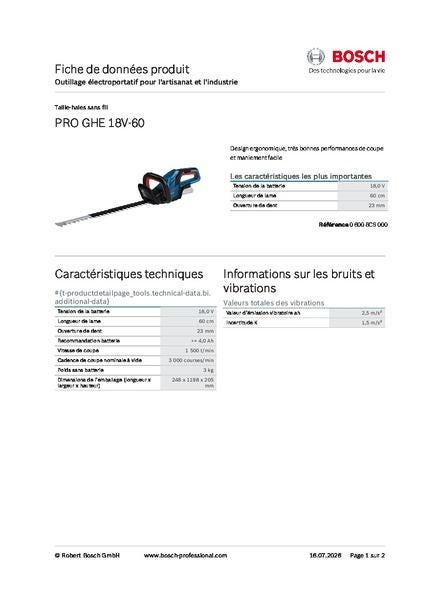 TAILLE-HAIE GHE 60 BOSCH           06008C9000 BOSCH ELECTROPORTATIF  [06008C9000]