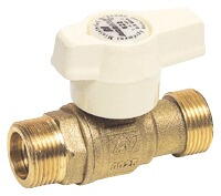 VANNE A SPHERE GAZ - pour tube cuivre - Manette ABS blanche - Passage réduit