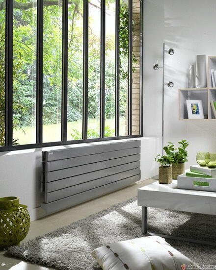 FASSANE PREMIUM HORIZONTAL - THXD - Double - Radiateur électrique à fluide hydractif - Tubes émetteurs plats verticaux - Acier