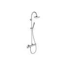 EXECUTIVE - Colonne de douche avec mitigeur thermostatique, douche de tête ø 192 mm laiton anticalcaire, tube recoupable, douchette executive, flexible laiton 1 m 50, curseur réglable en hauteur