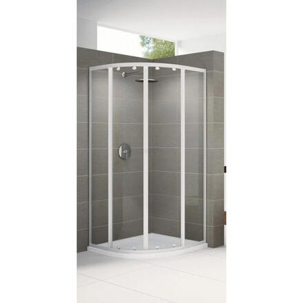 RIVIERA R - Paroi quart de rond à 4 panneaux : 2 coulissants + 2 fixes - Hauteur 185 cm - Ep. du verre : 3 mm