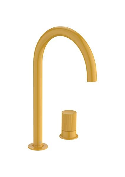 MITIGEUR LAVABO 2T COL CYGNE JAUNE A5A3D3FP10