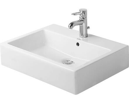VERO - Lavabo meulé avec trop plein, plage de robinetterie et fixations