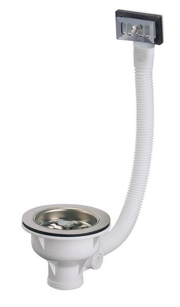 BONDE - A panier - Inox-Plastique ø 114 mm - Pour évier de synthèse perçage ø 90 mm