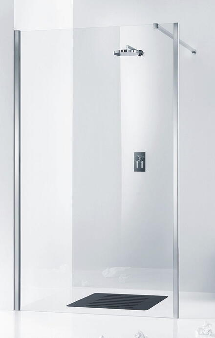 PRAIA 1000 - Douche ouverte en angle avec 2 parois fixes - Installation réversible - Hauteur : 195 cm - Ep. du verre : 6 mm