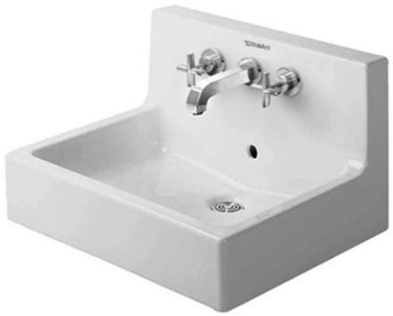 VERO - Lavabo meulé pour robinetterie murale avec trop-plein et dosseret