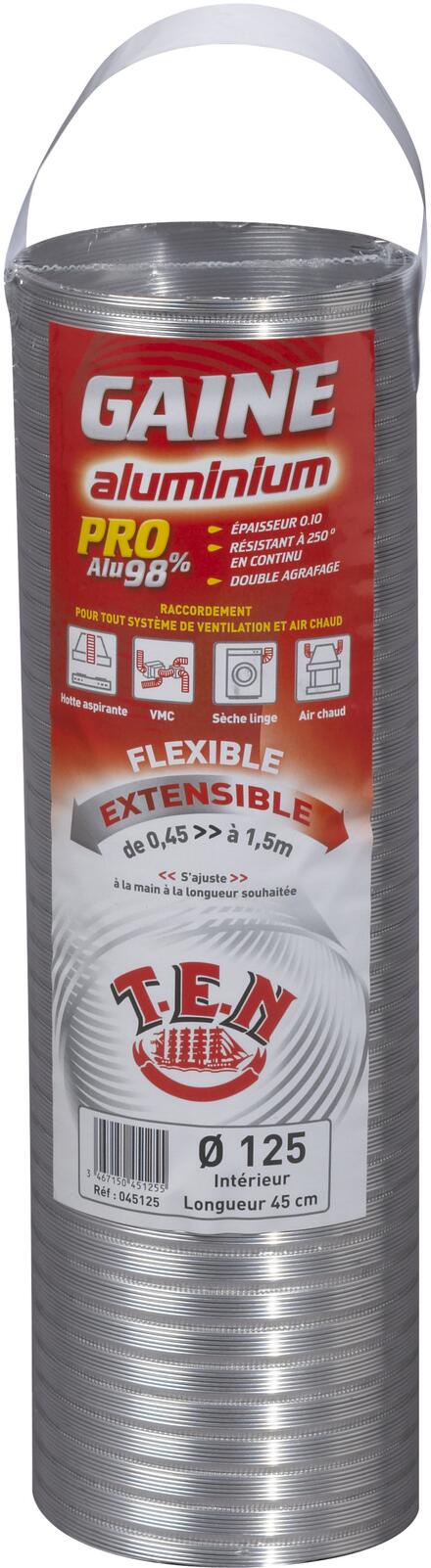 CONDUIT CIRCULAIRE FLEXIBLE - Gaine souple accordéon - Aluminium
