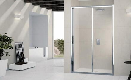 LUNES-2P - Porte à 2 panneaux dont 1 coulissant - Hauteur 190 cm - Ep. du verre : 4 mm