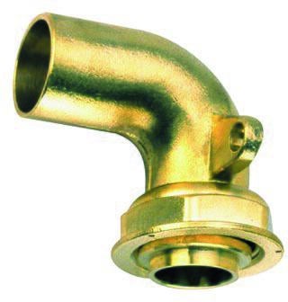 RACCORD POUR GAZ NATUREL ET PROPANE EN RESEAU - Raccord 2 pièces JPC, plombable - Coude 90° à oreille à braser sur tube cuivre