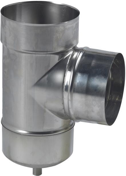 ACCESSOIRES TUBAGE FLEXIBLE - Té de tubage + purge - Inox 304