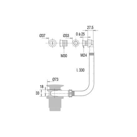 TROP-PLEIN LAV UNIV. 24/30X35 NR  59830000500 VALENTIN  [59830000500] 