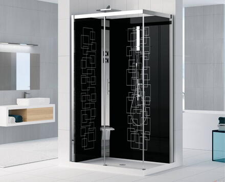 HOLIDAY CRISTAL 2 - Cabine de douche rectangulaire 1 porte coulissante avec partie fixe et paroi fixe - Hauteur : 213 cm - Ep. du verre : 6 mm