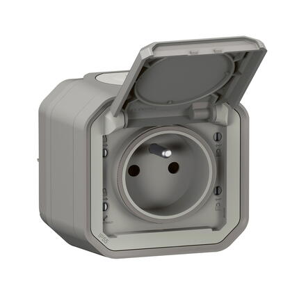 PRISE DE COURANT 2P+T ETANCHE PLEXO 16A 250V IP55 - IK08 livrée complète pour fixation saillie