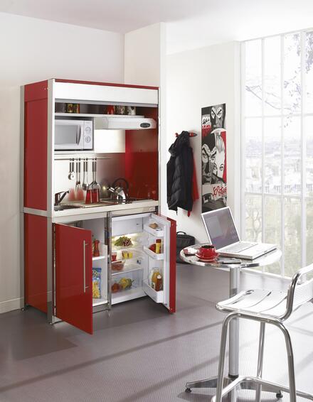 COMBIBLOC METALLINE - Cuisinette compacte réversible