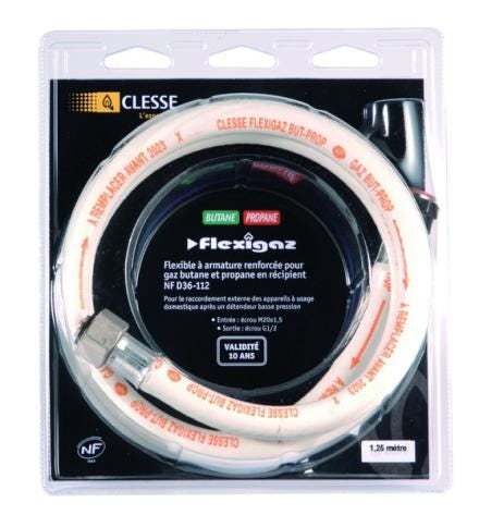 FLEXIBLE GAZ BUTANE ET PROPANE EN RECIPIENT - Flexigaz - Tuyau élastomère à raccord mécaniques