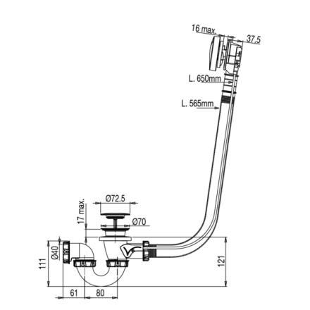 VIDAGE BAIGN AUT CABLE VOLANT INOX 5818000000 VALENTIN  [58180000000]