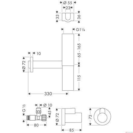 SIPHON LAV+2 ROB.ARR.  CHR HANSGROHE 52120000 HANSGROHE  [52120000]