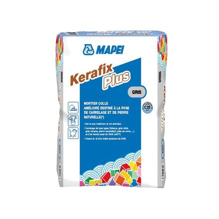 KERAFIX PLUS - Mortier colle HP, sans glissement vertical et à temps ouvert long, bénéficiant de la technologie Low Dust pour la pose de carrelage en sols et murs