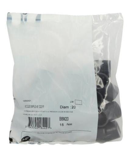 COUDE 45 FEMELLE D20 PVC U PRESSION    B8M20N