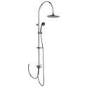 INDY OVALE - Barre ovale laiton avec flexible d'alimentation, pomme de tête anticalcaire Ø 220 mm, douchette Azalea,bijets anticalcaire, flexible double agrafage 150 cm