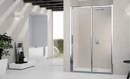 LUNES-2P - Porte à 2 panneaux dont 1 coulissant - Hauteur 190 cm - Ep. du verre : 4 mm