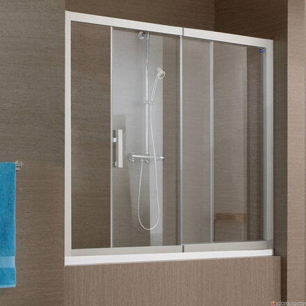 JAZZ - Pare-baignoire coulissant 2 vantaux (1 fixe + 1 coulissant) sur mesure - Extensible de 20 cm - Ep. du verre : 5 mm