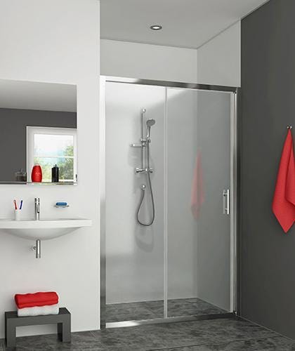 EQUI - Porte coulissante déclipsable réversible - Hauteur : 190 cm - Ep. du verre : 5 mm (porte coulissante) et 4 mm (partie fixe)