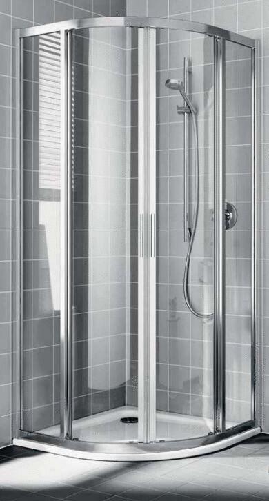 CADA XS - Accès d'angle quart de rond, 2 portes coulissantes avec éléments fixes - Ep. du verre : 4 mm - Hauteur : 200 cm