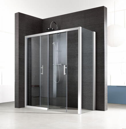 PAROI JAZZ ANGLE - Douche fermée - Porte coulissante et paroi fixe en ligne, et paroi fixe