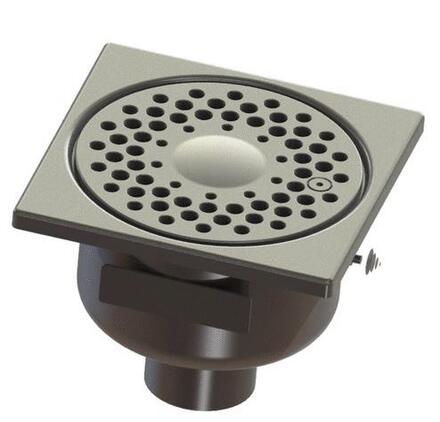 SIPHON SANS REPRISE D'ETANCHEITE - Siphon inox 150x150 à sortie 50 verticale ou latérale
