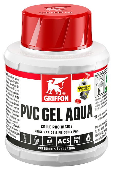 PVC GEL AQUA - Colle PVC rigide thixotrope à prise rapide, sans THF