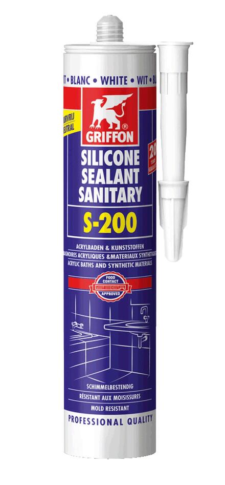 S-200 - Mastic silicone sanitaire - Base neutre- Idéal pour les surfaces acryliques - Qualité alimentaire